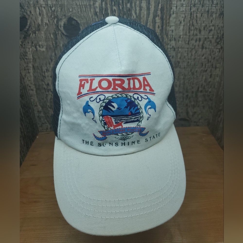 Florida The Sunshine State Trucker Hat Meshback Strapback Adjustable Vintage OS